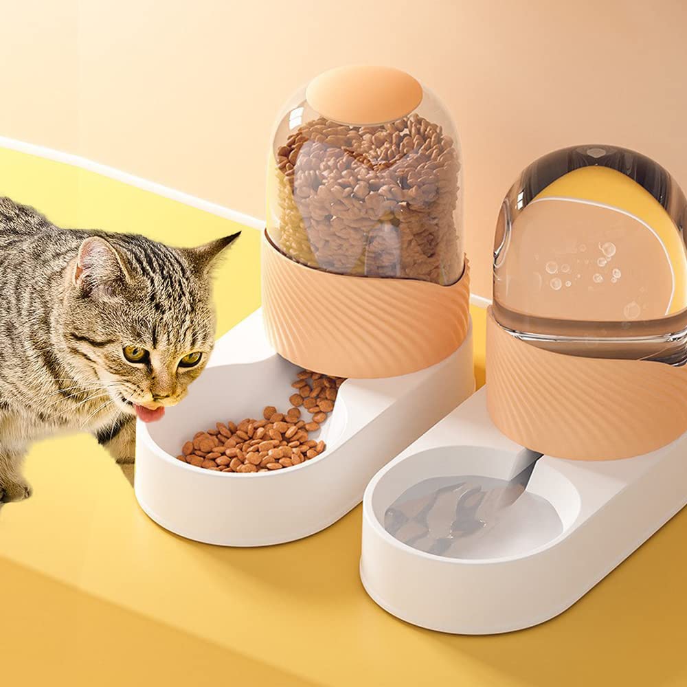 NeoStyleAutomatic Dog Cat Feeder and Water Dispenser, 3.8L Large Capacity Dog Water Dispenser Dog Food Dispenser Set for Small, Medium and Large Pets (orange, food feeder+water dispenser)