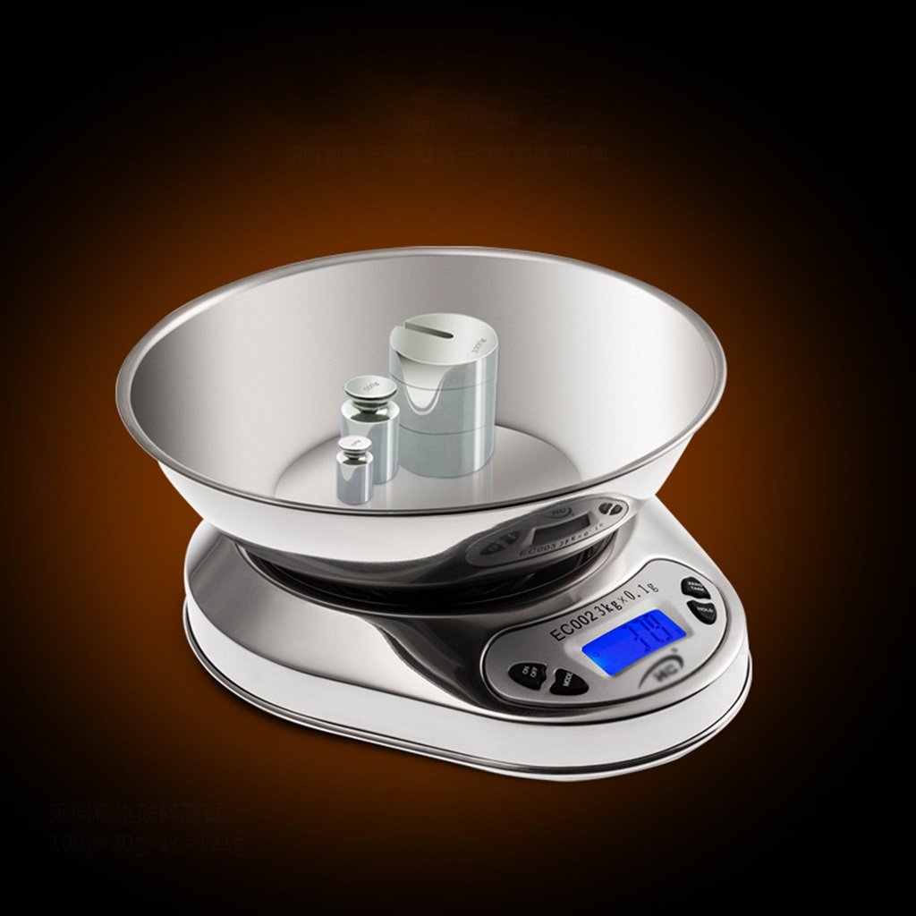 DWW Cocina en casa de Acero Inoxidable Bandeja de configuración Profesional para Hornear precisión Pantalla de Alta definición de Plata 5000g
