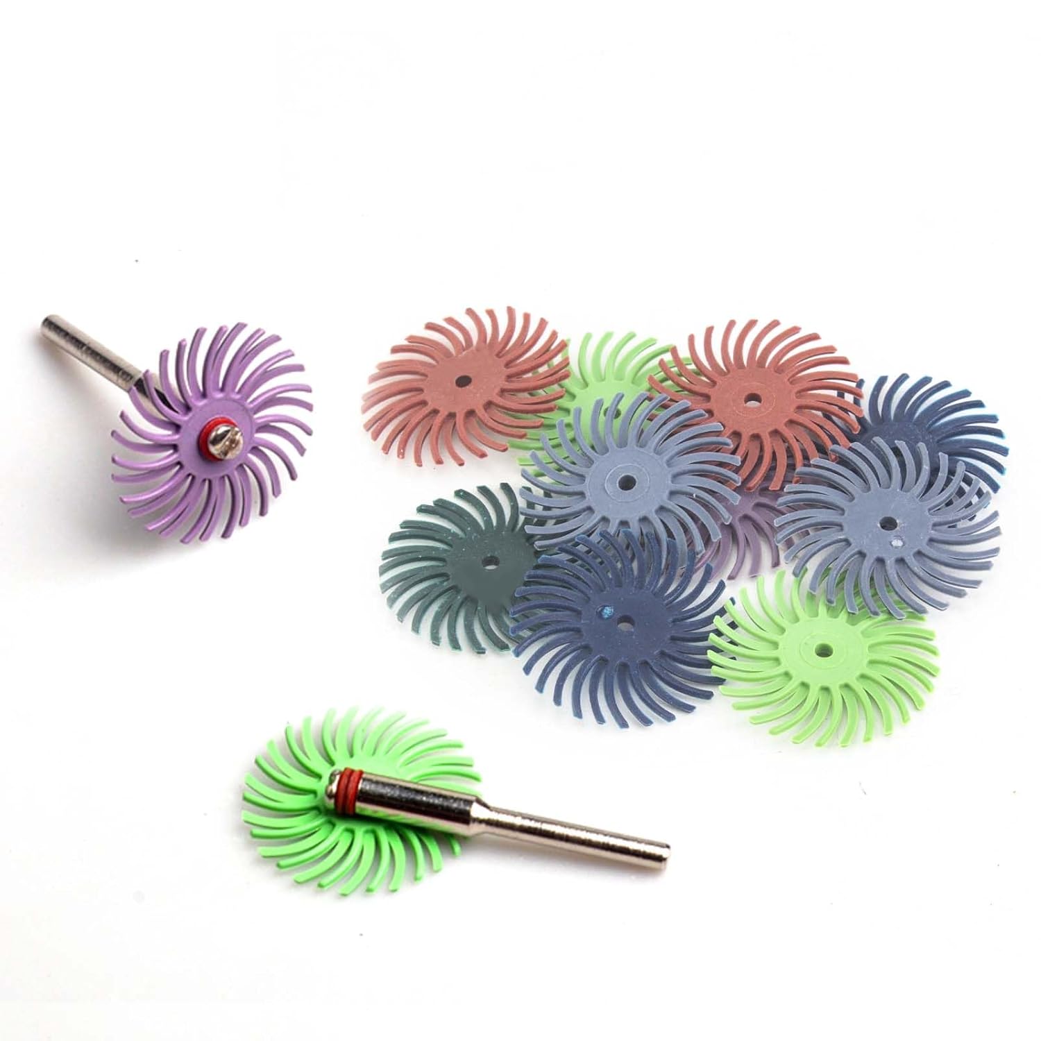 14pcs Jewelry Grinding Finishing Wheels, Bristle Disc Polishing with Mandrels 2.35 3mm Rotary Tool Accessories
