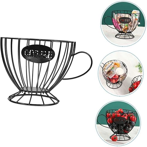 Miniatura 6 de DECHOUS Estante de almacenamiento para taza de café, estantes de almacenamiento, estante de exhibición, barra de café, organizador de café, cesta de