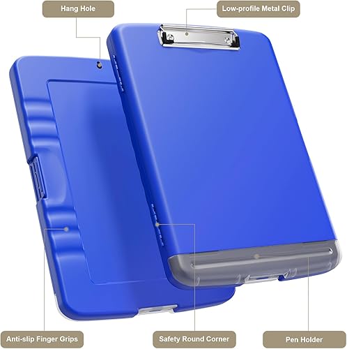 Miniatura 32 de Piasoenc Portapapeles con almacenamiento, caja de organización de 8.5 x 11 pulgadas con soporte para bolígrafo y carpeta de papel legal A4, folio