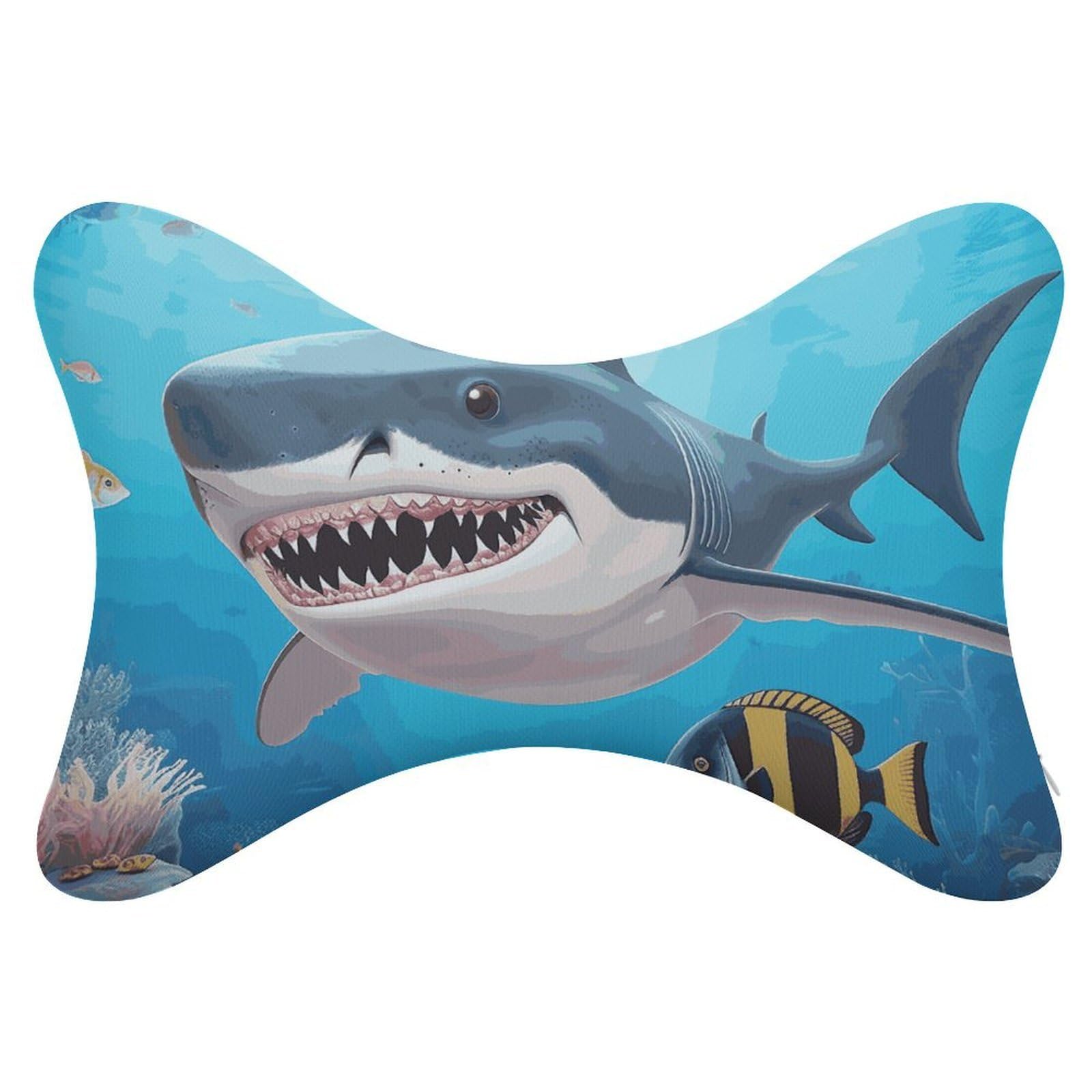 Adfgyerh Style Shark Ocean Theme Pillow ，Memory Foam Pillow Core，Cushion,Provide Neck Support，Car Pillows For Travel Car Seats And Home Offices.