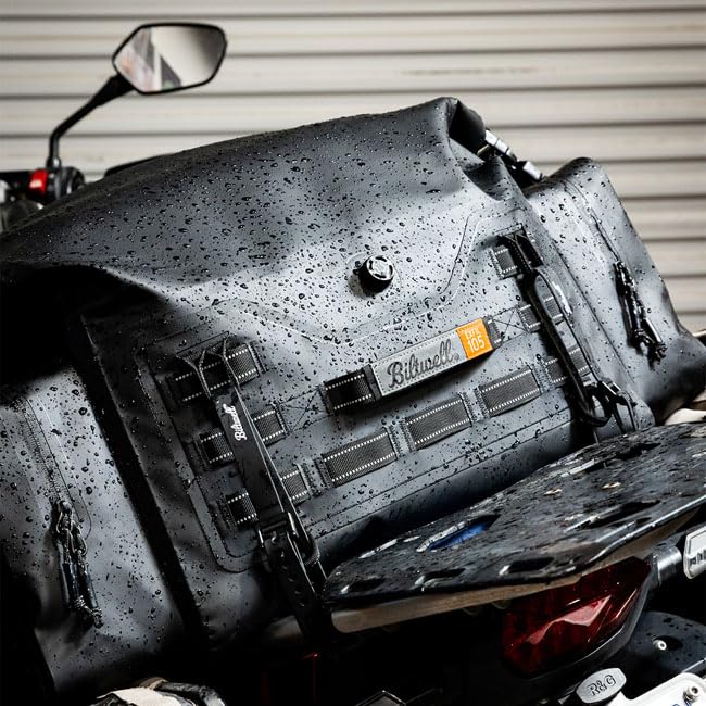 Shop Bikers (Biltwell) Exfil-105 wasserdichte Motorradtasche, schwarz, 66 x 28 x 30,5 cm, mit MOLLE-System, mehrere Befestigungspunkte