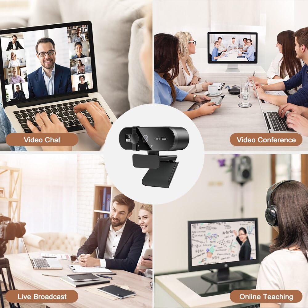 4K Webcam 1080P Mini Camera 2K Full HD with Microphone 30fps USB Web Cam for Auto PC Laptop Video Shooting(2K set)