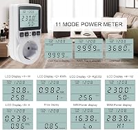 KETOTEK Energiafogyasztás Mérő Konnektor, Áramfogyasztás Mérő 11 Üzemmóddal, 3680W Teljesítménymérő LCD Kijelzővel 2