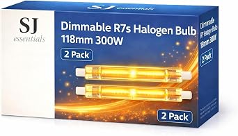 Dimmable R7s Halogen Bulb 118mm 300W   J-Type Linear Double Ended Light Bulb 230V 4480LM, Warm White 2800K, R7s 118mm Floodlight Replacement for Security, Work, Landscape Lighting Pack of 2 [Energy Class A+++]