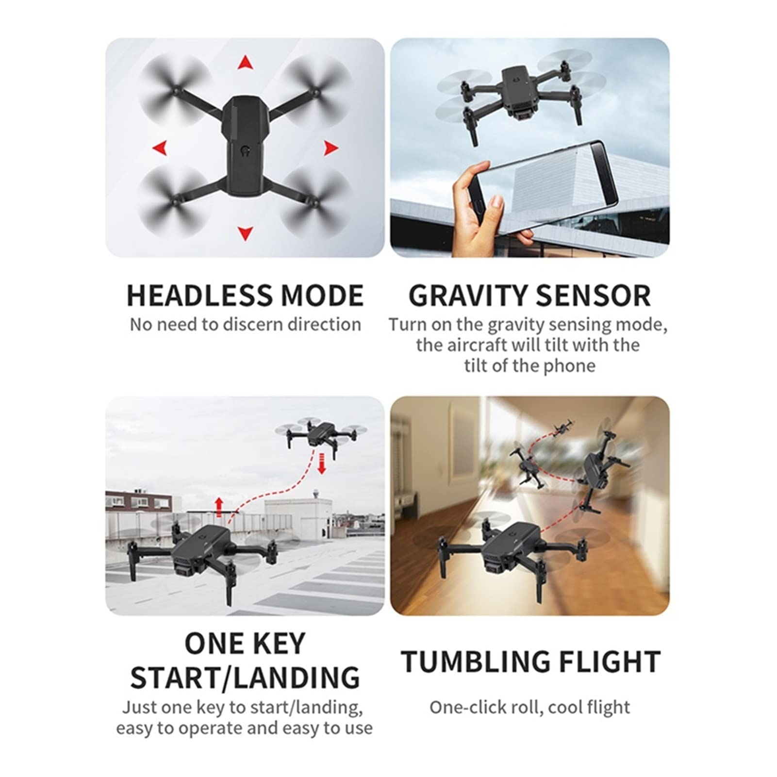 Drone Mini Drone 4K HD Kamera szerokokątna RC Helikopter Wysokość Trzymaj Składany quadkopter WiFi Nowe drony (Kolor : 1 Rozmiar torby na baterie : 1) (3 Torba na baterie 1)