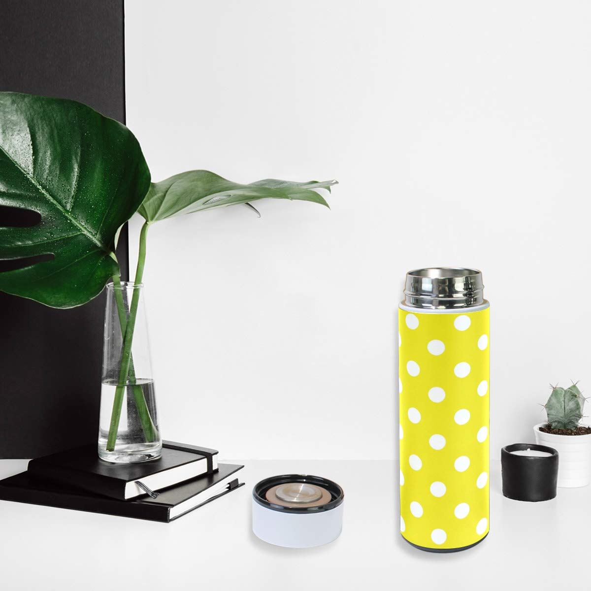 Amazon｜ミヤビヤ 水筒 500ml ドット柄 水玉柄 水玉模様 イエロー