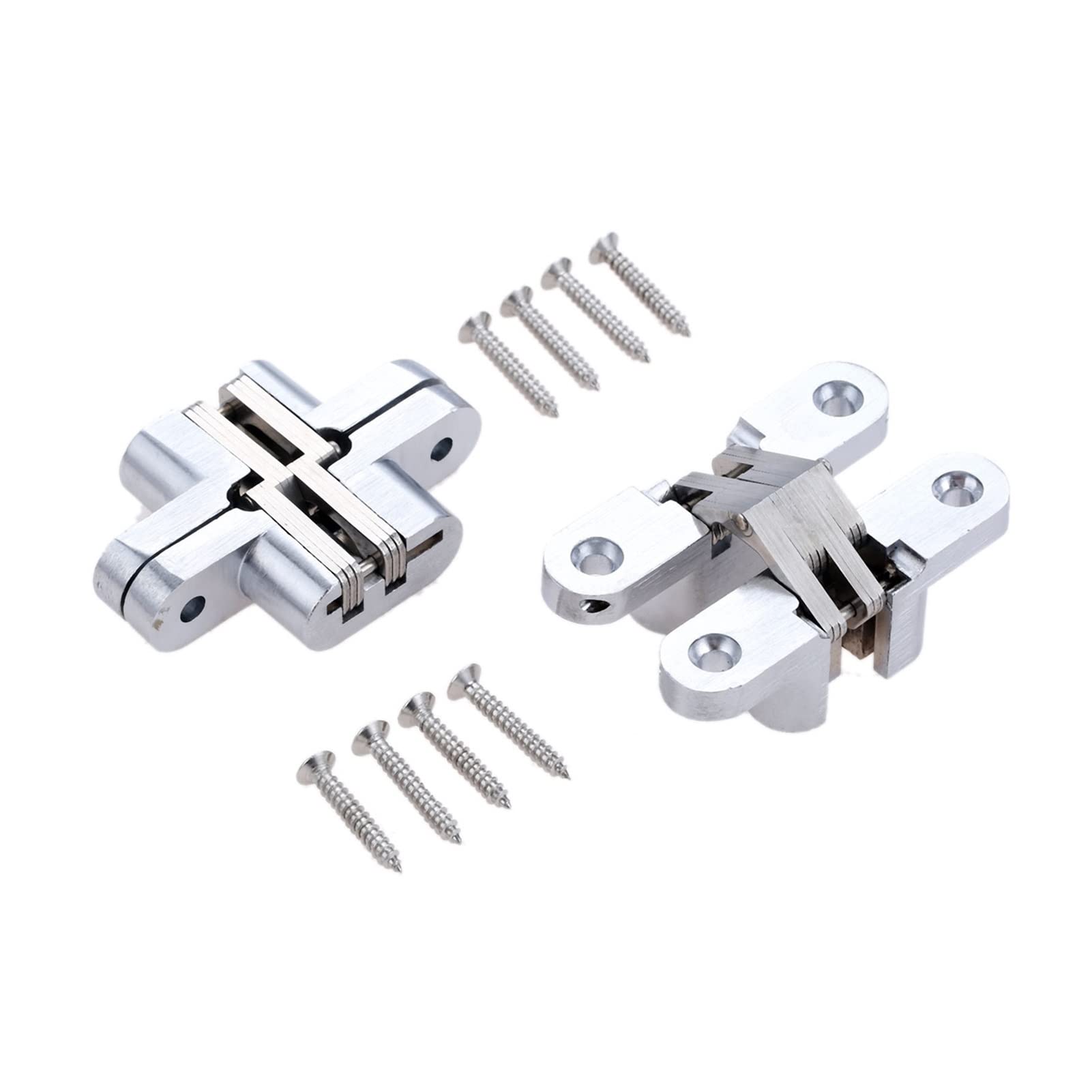 Nvsfzgiyg 25X118mm Hinges 2Pcs 304 Stainless Steel Hidden Invisible Concealed Folding Door Hinge For Kitchen Furniture Hardware With Screws(25X118mm)
