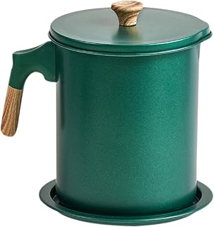 Bacon Grease Container - Järnrostfritt stål 1,4 liter matlagningsolja | Rostfri fettseparator med lock och handtag | köksolja och fetthållare för hemmabruk