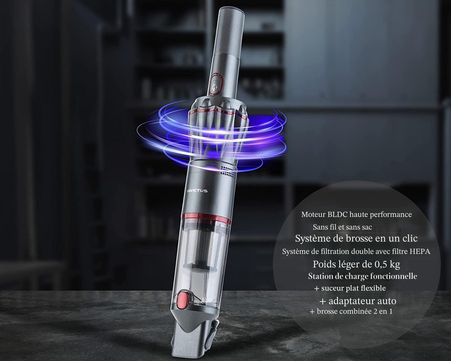 Genius Invictus One 1.0 Aspirateur à main 12 pièces Anthracite