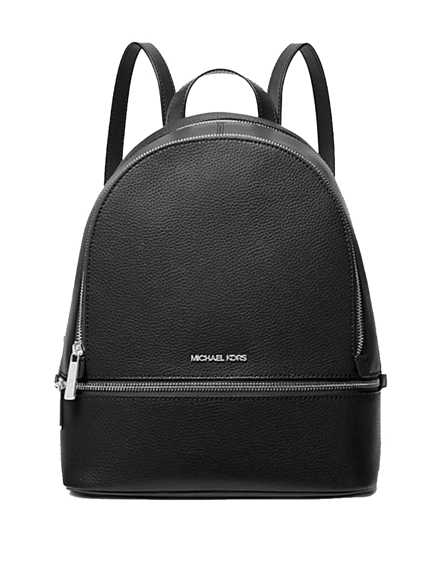 Michael Kors Rhea Medium Signature Logo Backpack Black Silver