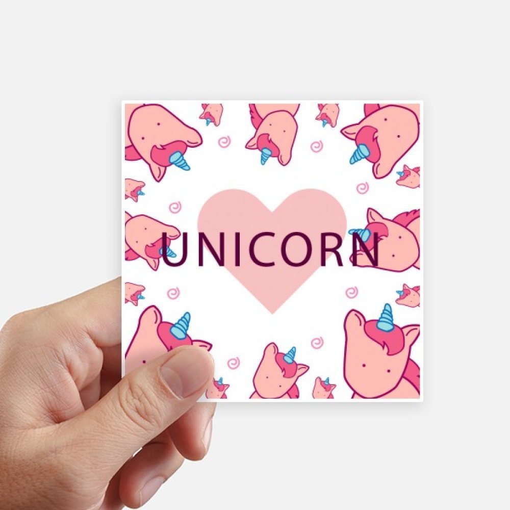 Autocollant carré licorne rose pour gourde et décoration chambre ado x8