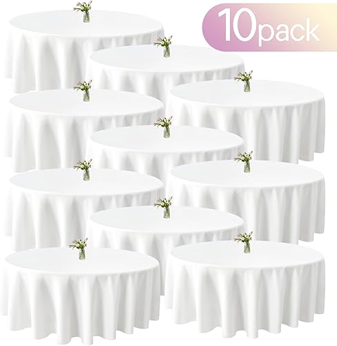 Miniatura 24 de BIGTONE Paquete de 12 manteles rectangulares blancos de 60 x 102 pulgadas, embalaje de cinta cruzada reutilizable para mesas de 6 pies, mantel