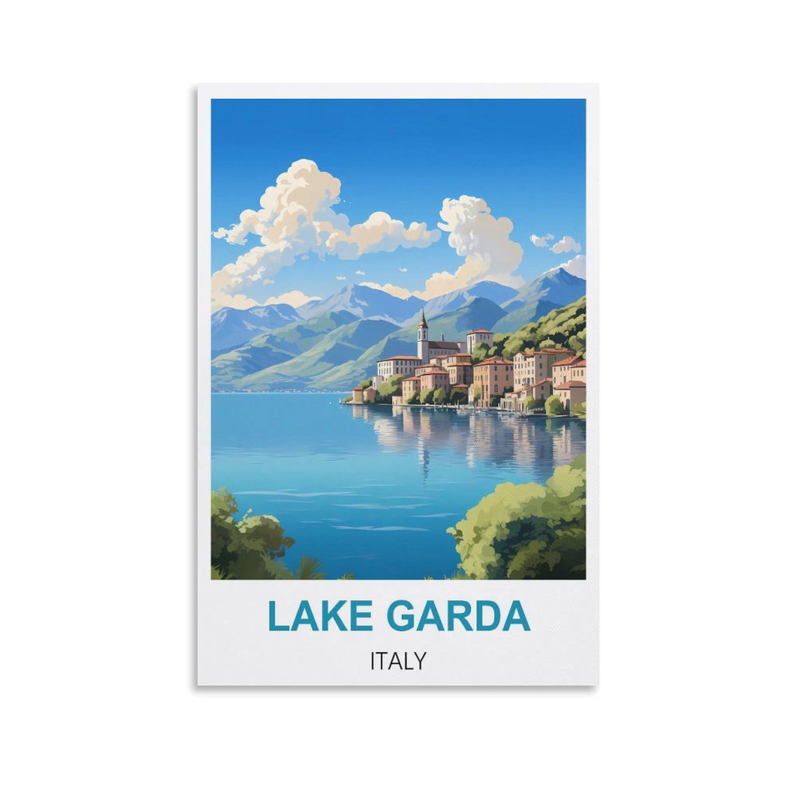 HWJJUII Lake Garda Italy Vintage Travel Poster 08x12inch(20x30cm) Canvas Wall Posters And Art Picture Print Modern Family Bedroom Decor Posters