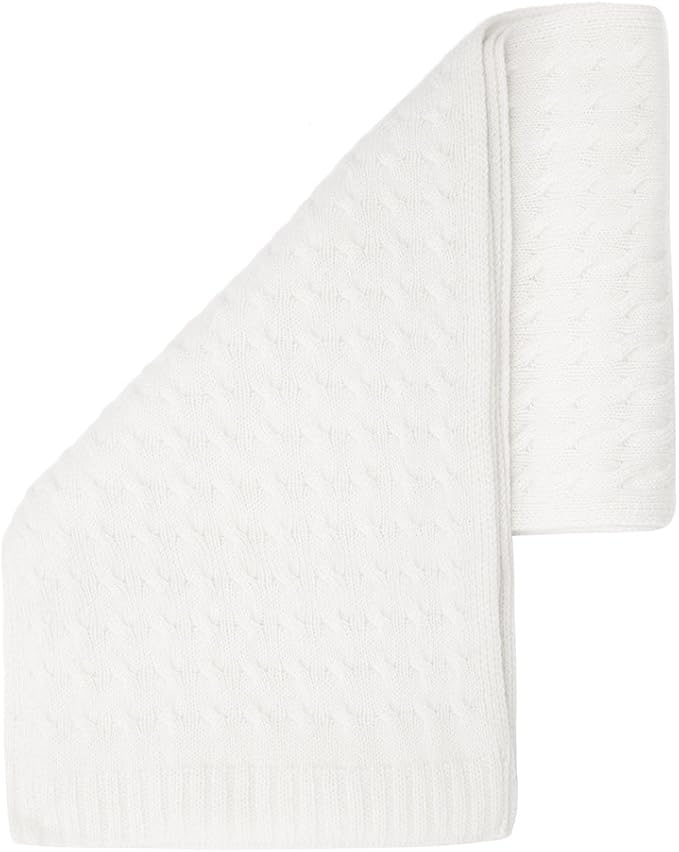 Amazon 純正カシミア ケーブルニットマフラー 白 マフラー 通販