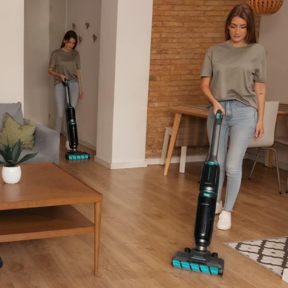 Cecotec Elektromopp FreeGo Wash&Vacuum Spray. 250 W, Schrubben und Staubsaugen gleichzeitig, Autonomie 35 Minuten, Jalisco-Nasswalze, Wasserspray, 700 ml sauberer und 750 ml Schmutzwassertank, Sockel