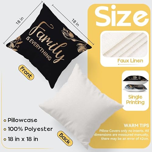 Miniatura 3 de OBSEDE Juego de 4 fundas de almohada con diseño de mármol negro y dorado de 18 x 18 pulgadas, fundas de cojín para sofá, cama, sala de estar,