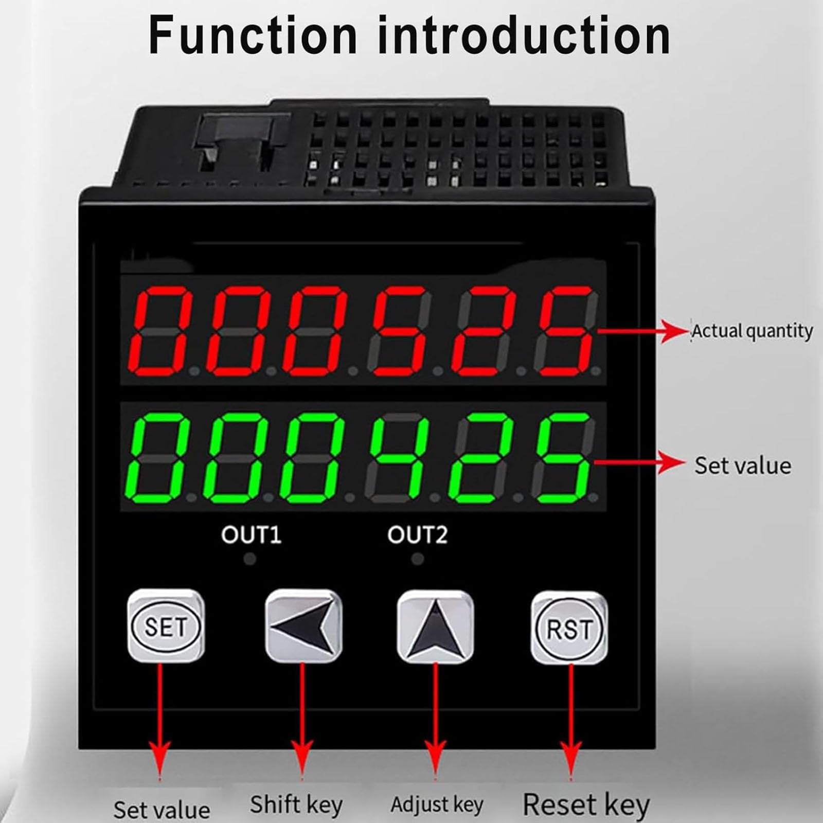 MObyat Contador Digital LED para Transportadores, Contador De Línea De Producción De 6 Dígitos con Panel De Control LED, Distancia De Detección: 30 Cm/70 Cm, Rango De Conteo: 0~999999