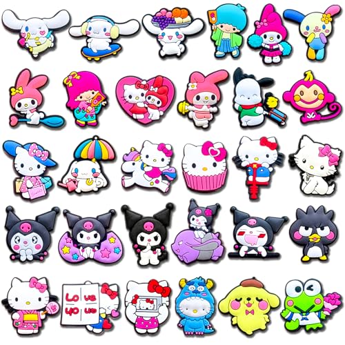 30Pcs Cartoon Shoe Charms for Croc Clogs Sandals Bracelet Wristband Slippers Different Shoe Decoration Charms for Party Favor