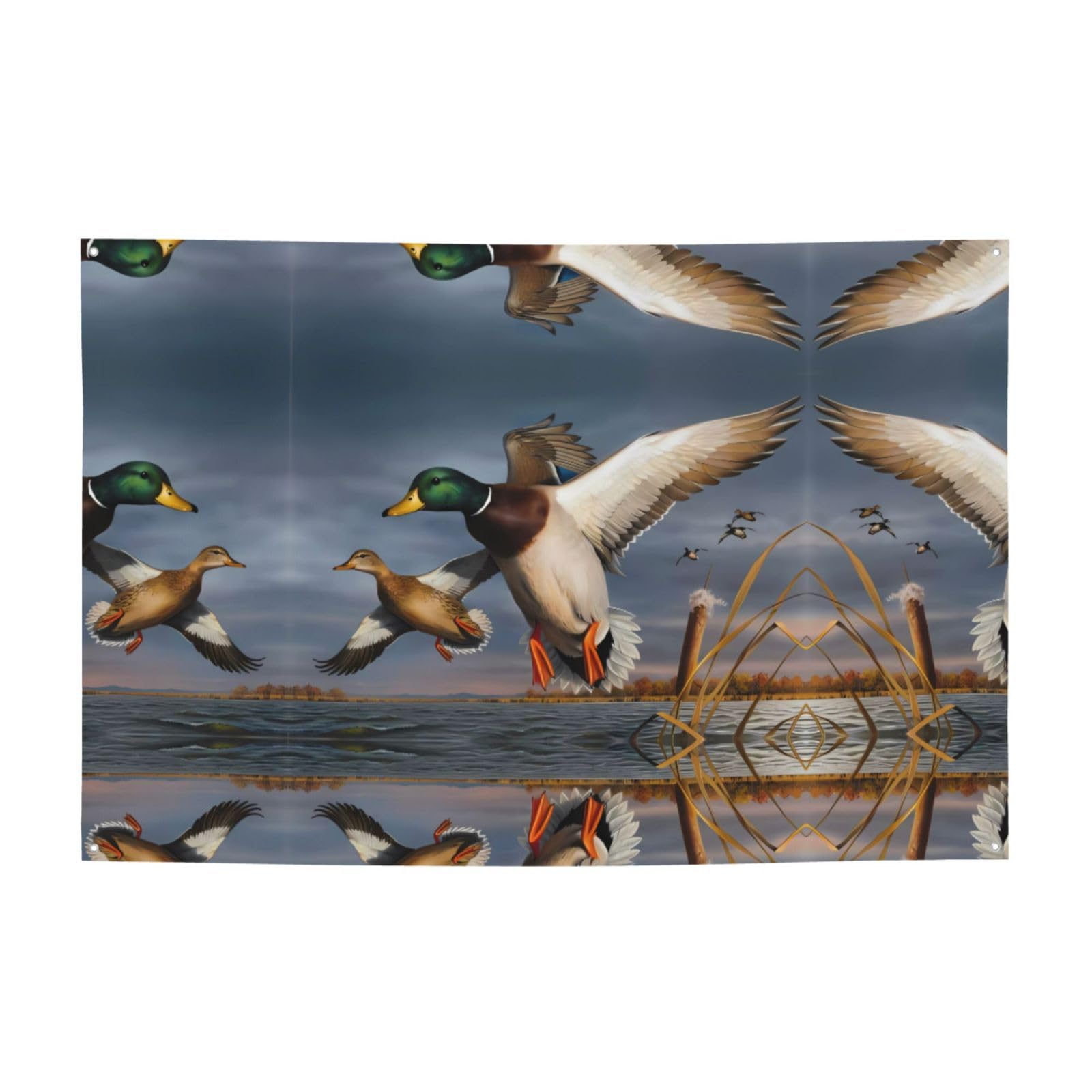 Drapeaux imprimés de canard colvert et bannières suspendues pour décoration de maison