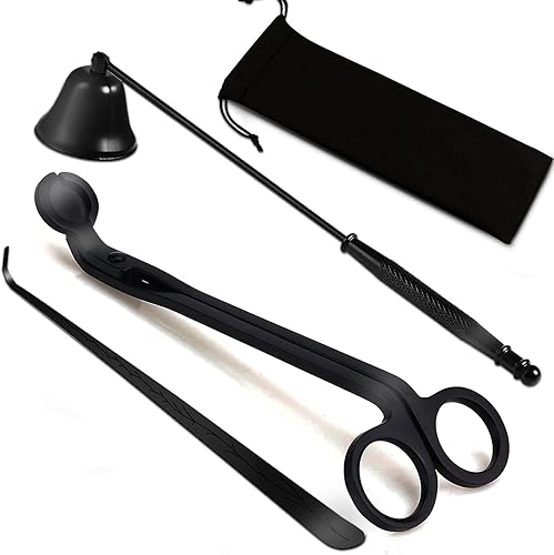 KOAKOMI Juego de accesorios de velas, cortador de mechas de velas, desinflador de velas y dispensador de mecha de vela para regalo para amantes de