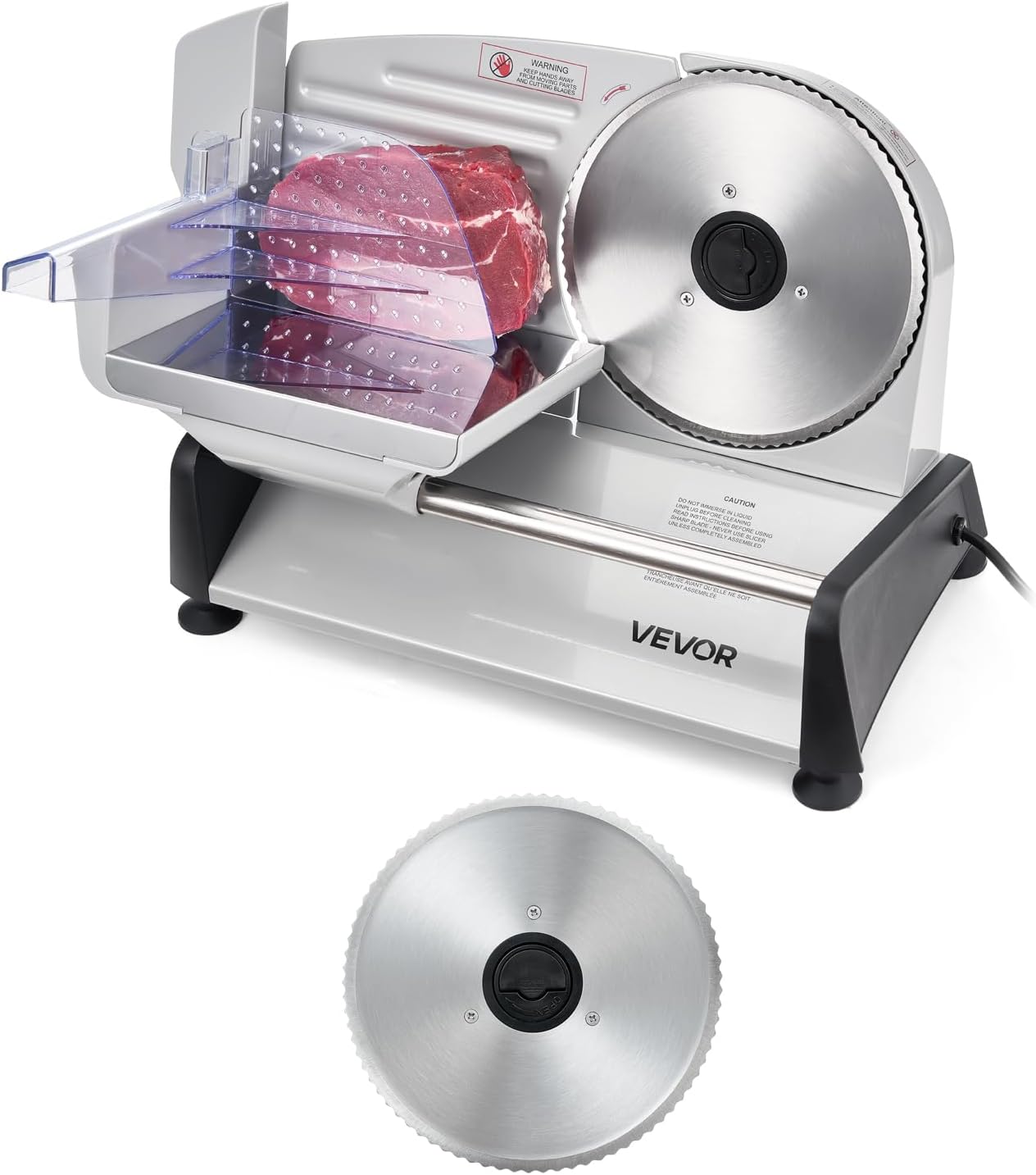 VEVOR 7.5 Inch 200W Electric Deli Slicer with SUS420 Blade, 0-0.6 Inch Adjustable Thickness, ETL Certified