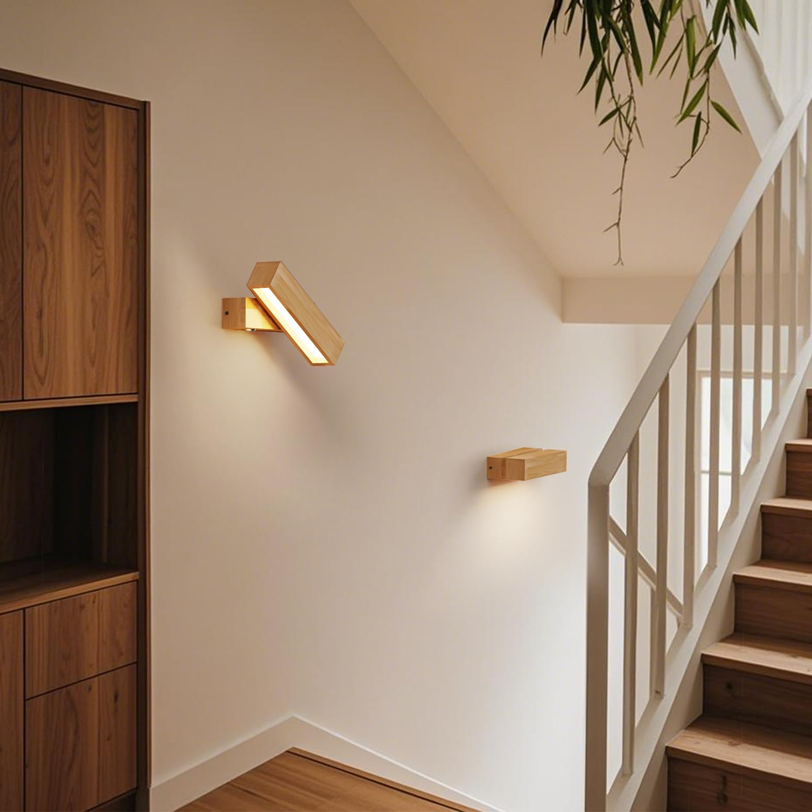 Applique da Parete Interno in Legno 8W, Touch Dimmerabile, Luce Calda 3000K | Lampada da Comodino a Muro, Ruotabile 270°, Paralume in Acrilico per Camera da Letto, Soggiorno, Angolo Lettura, 21.5 * 4.5cm