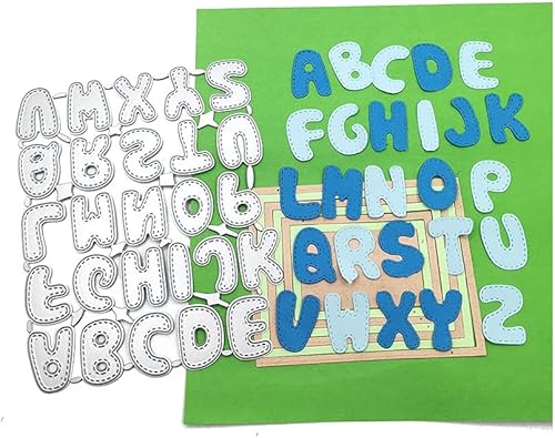 Miniatura 3 de Troqueles de corte de letras de letras de metal punteado, mayúsculas, 26 troqueles de letras para hacer tarjetas, herramienta de grabado en relieve,
