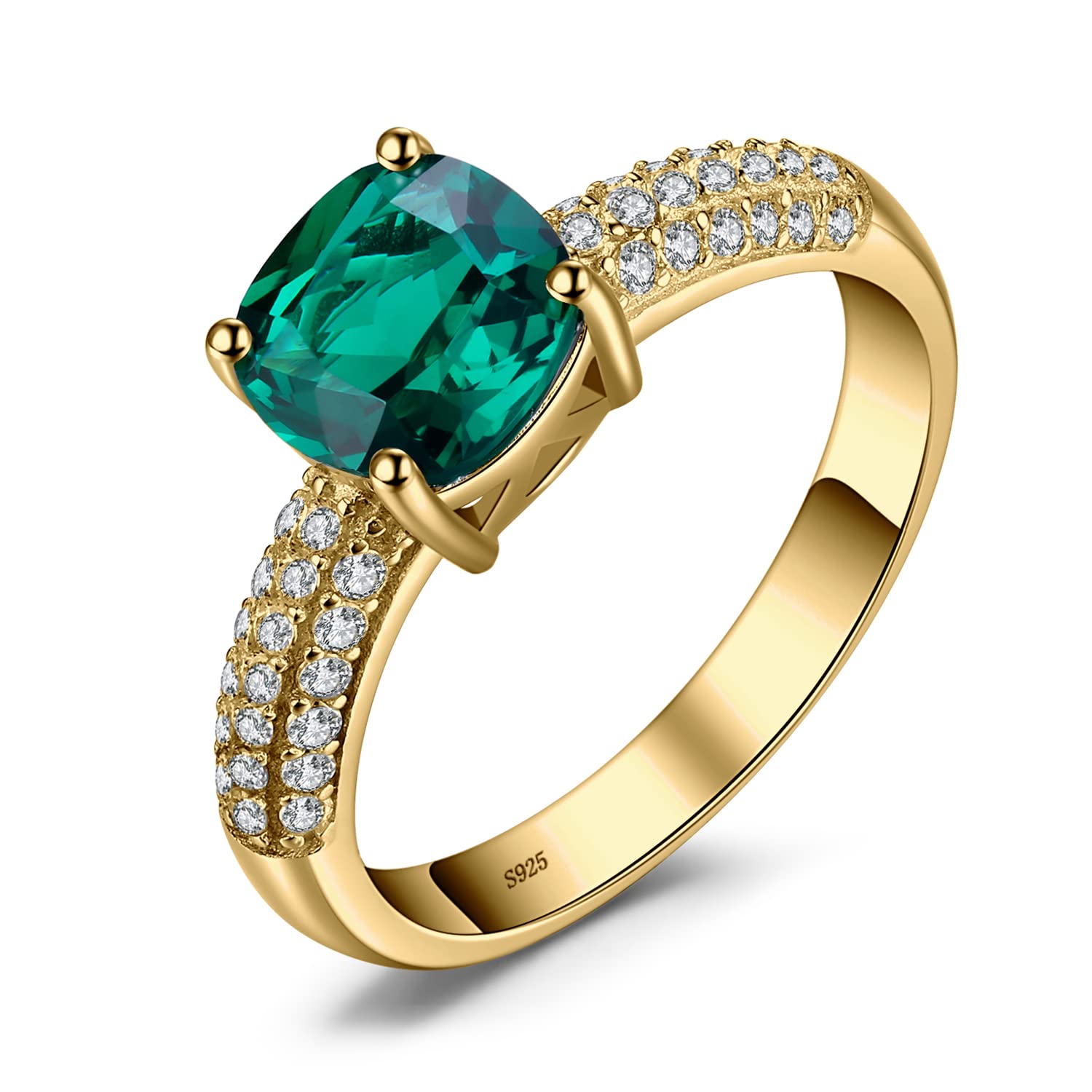 JewelryPalace Cushion Cut 1,8ct imitacja zielonego szmaragdu Pierścionek damski pierścionek zaręczynowy srebro 925 dla kobiet z kamieniem różowe złoto złoto