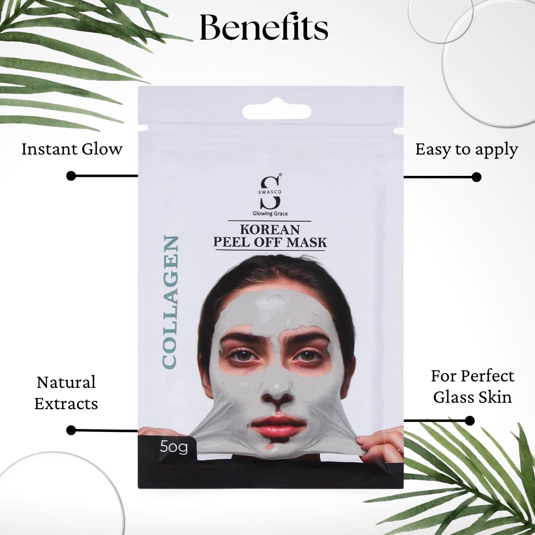 Swasco Korean Peel-Off Mask 50gm – Achieve Korean Glass Skin, Deep Cleansing & Glowing Radiance Instantly (Collagen) 3