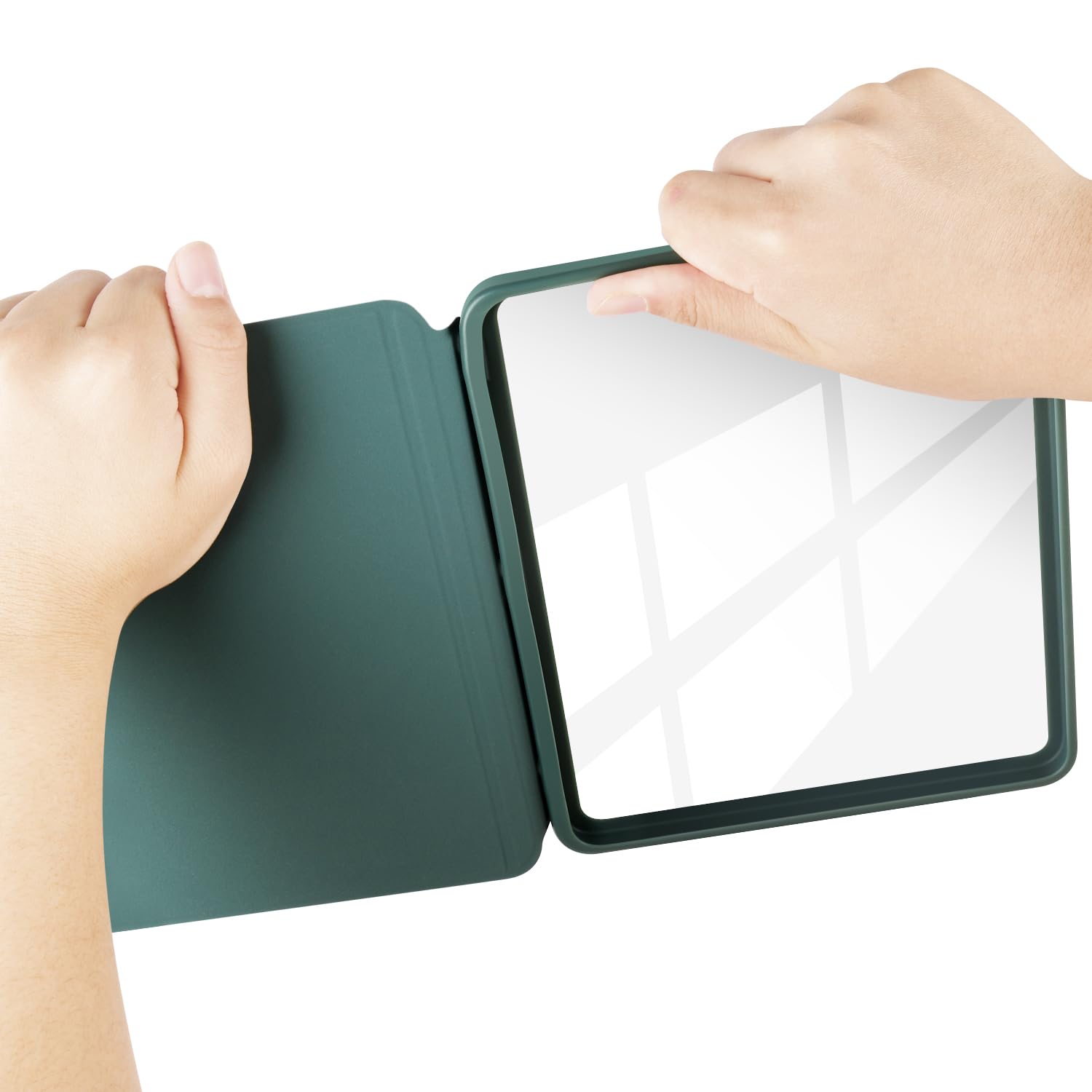 Split Folio Detachable Protective Case for 7" Kobo Libra Colour 2024 Released, Ultra Clear Transparent Back Cover Light Shell, Auto Sleep and Wake, Dark Green — view 3