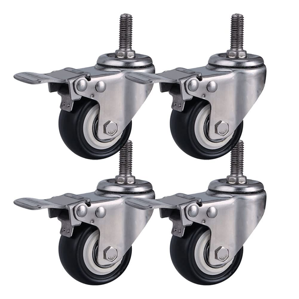 Roulettes robustes 300 kg en acier inox avec frein pour table et meuble de bureau
