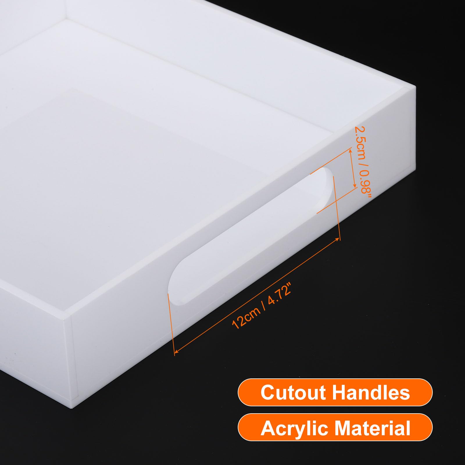 PATIKIL Vassoio in Acrilico Bianco Grande Moderno Elegante, Misura 18" x 18", Altezza 2"/5cm, con Maniglia, Ideale per Servire Decorare