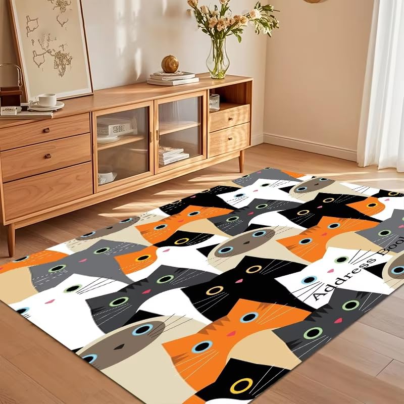 Tapis de salon chat coloré 40x80cm - Tapis de sol antidérapant