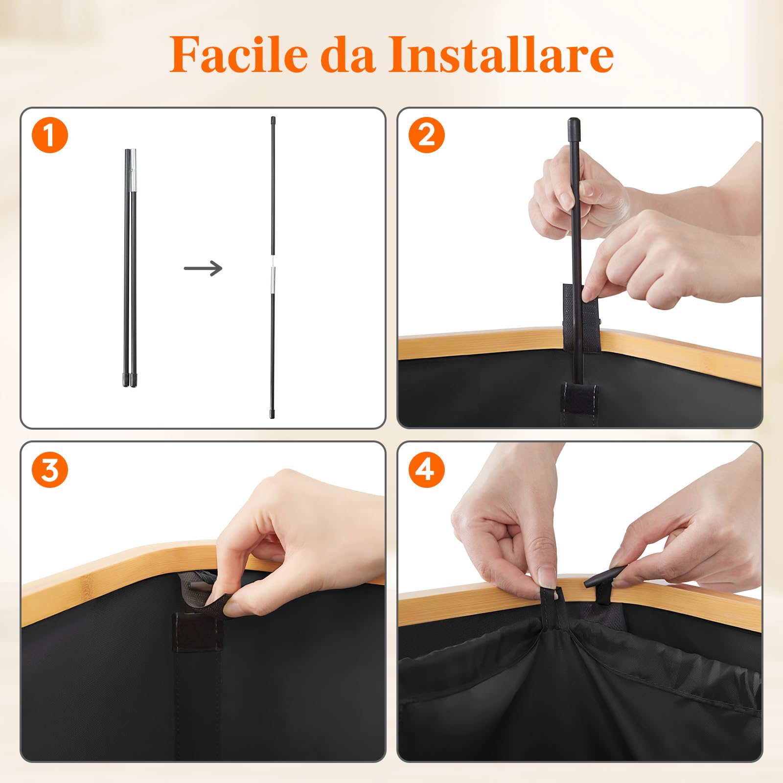 Lifewit Pattumiera Raccolta Differenziata 100 L Portatile, Contenitore per Bottiglie di Vetro e Plastica, Grande Bidone in Bambù per la Raccolta Selettiva, Nero