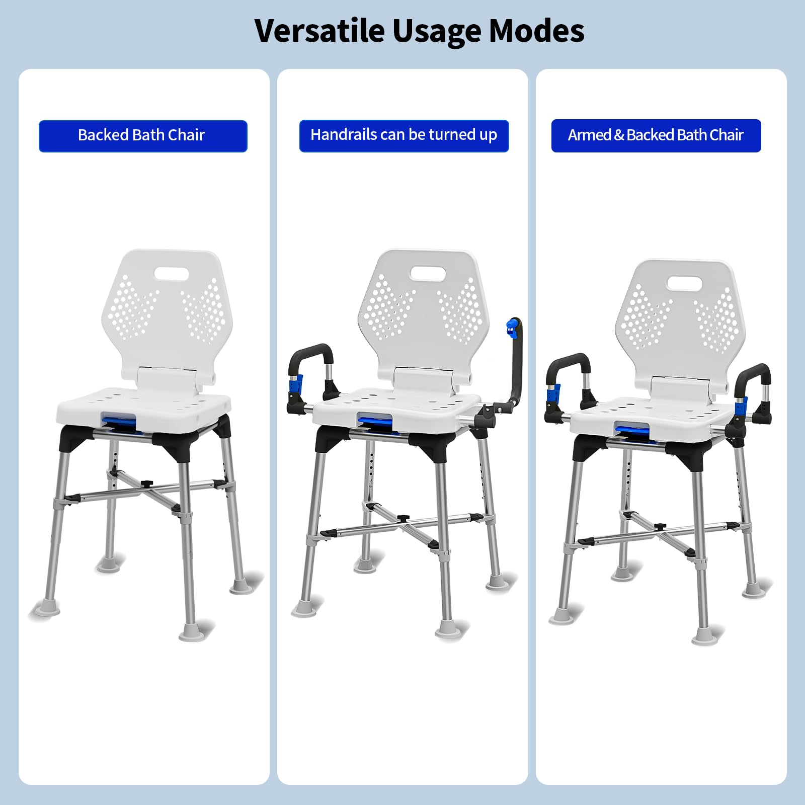 DrSuppor Silla de ducha giratoria de 360 grados, asiento de ducha ajustable con brazos giratorios para duchas o bañeras interiores, silla de ducha giratoria antideslizante para ancianos discapacitados