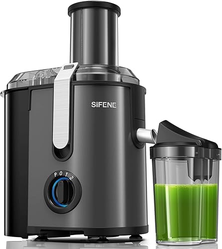 SIFENE Exprimidor centrífugo, extractor de frutas y verduras enteras de potencia máxima de 1300 W, boca de 3.2 pulgadas de ancho, 3 velocidades de