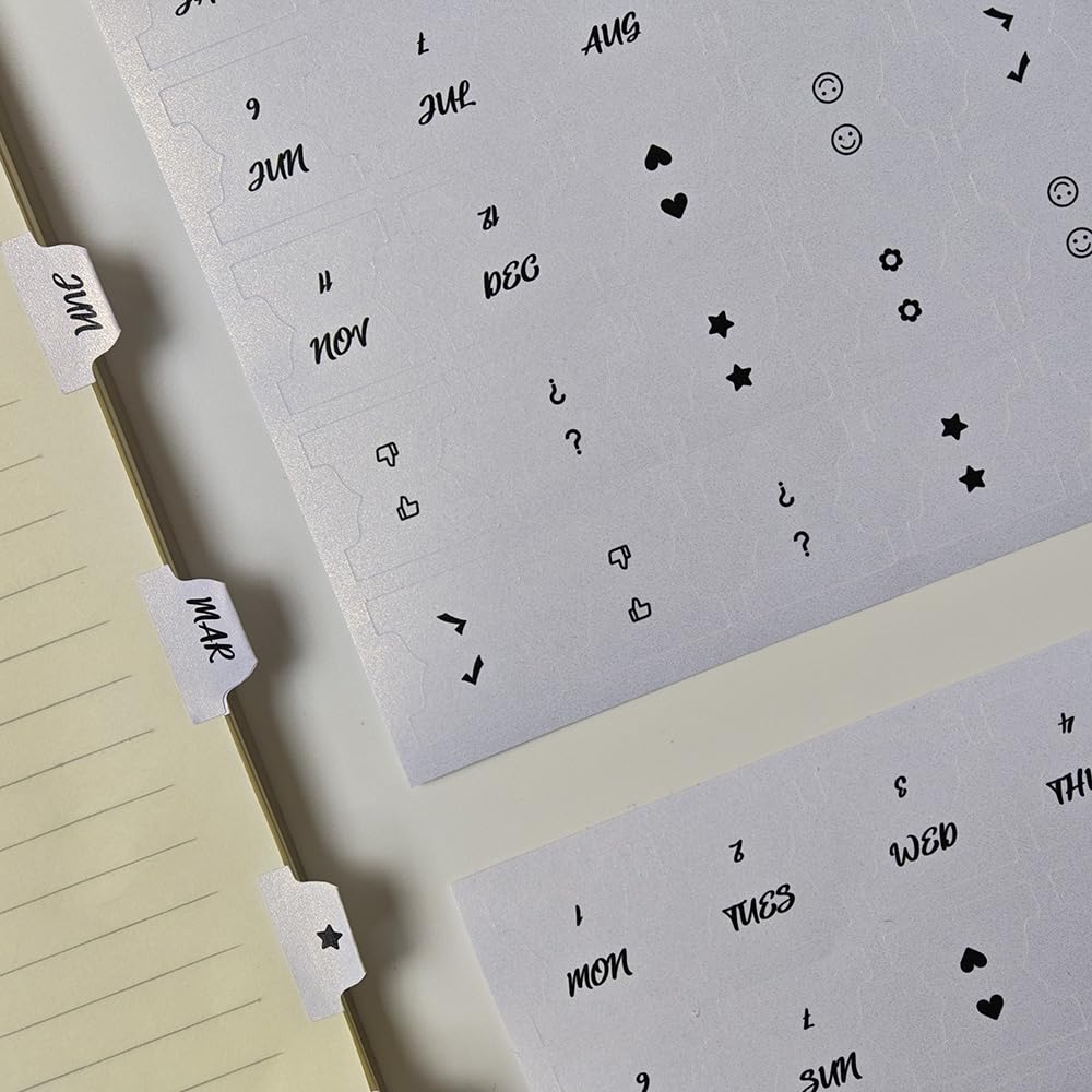 Planner Monthly Tabs Adhesive Tabs Designer Accessories for Monthly, Weekly & Daily Planner, Calendar or Journal (Milk)