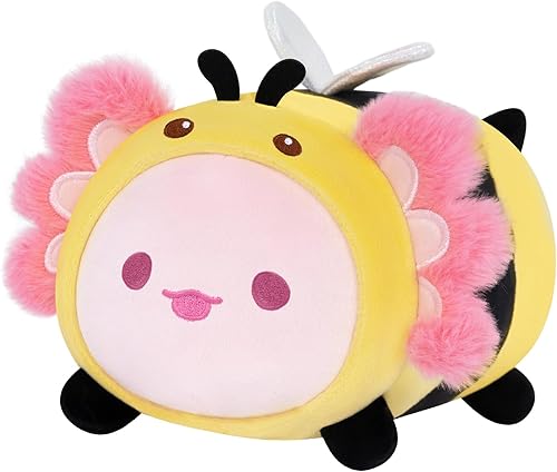 Mewaii - Almohada de peluche linda con forma de ajolote, juguete de peluche Kawaii con ajolote, ajolotes de peluche con disfraz de abeja, regalos