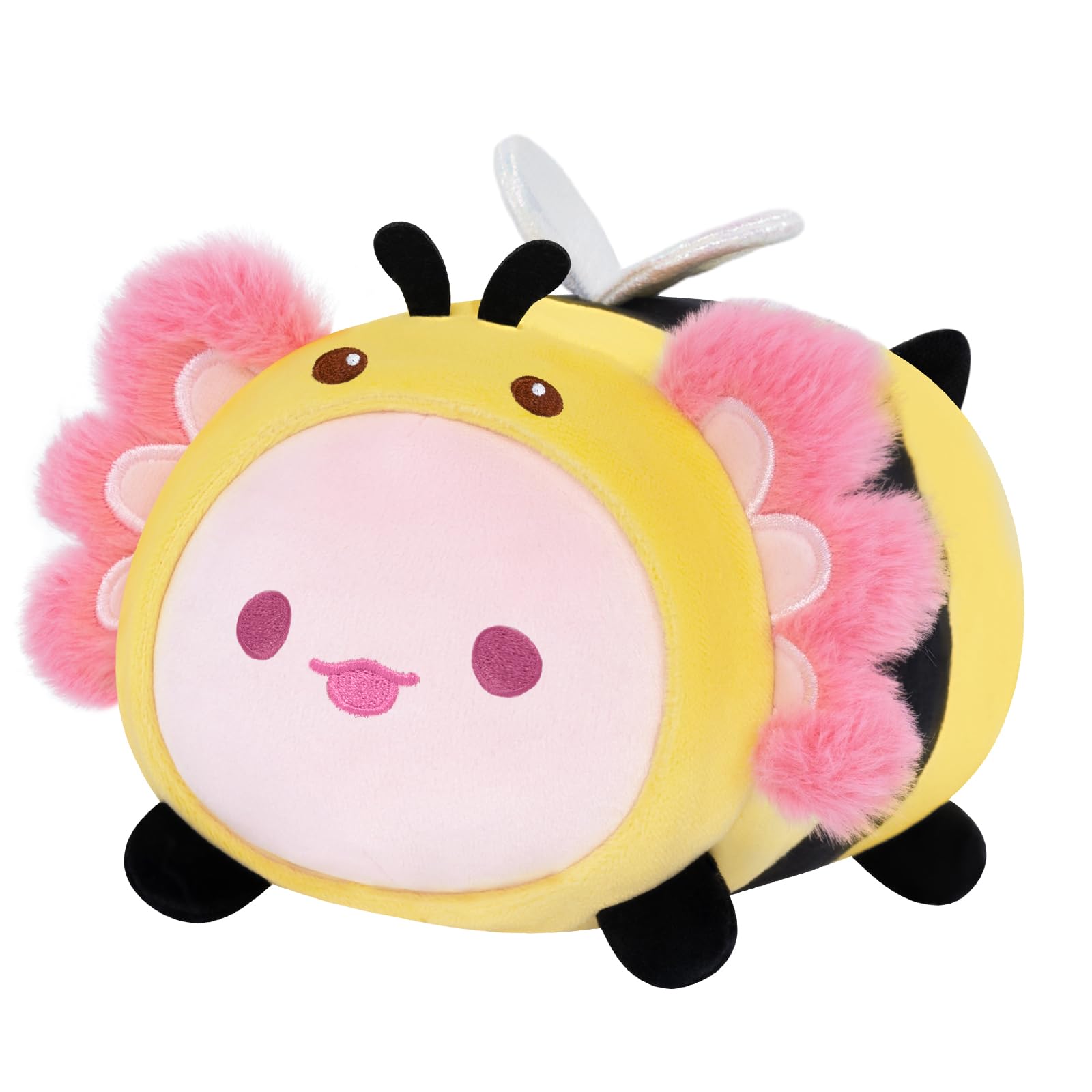 Mewaii Cute Axolotl Bee Plush Pillow, Kawaii Plushies Axolotl Stuffed Toy, Axolotl Plushies with Bee Outfit Costume, Soft Squishy Birthday Gifts for Kids & Teens (8 Inch)