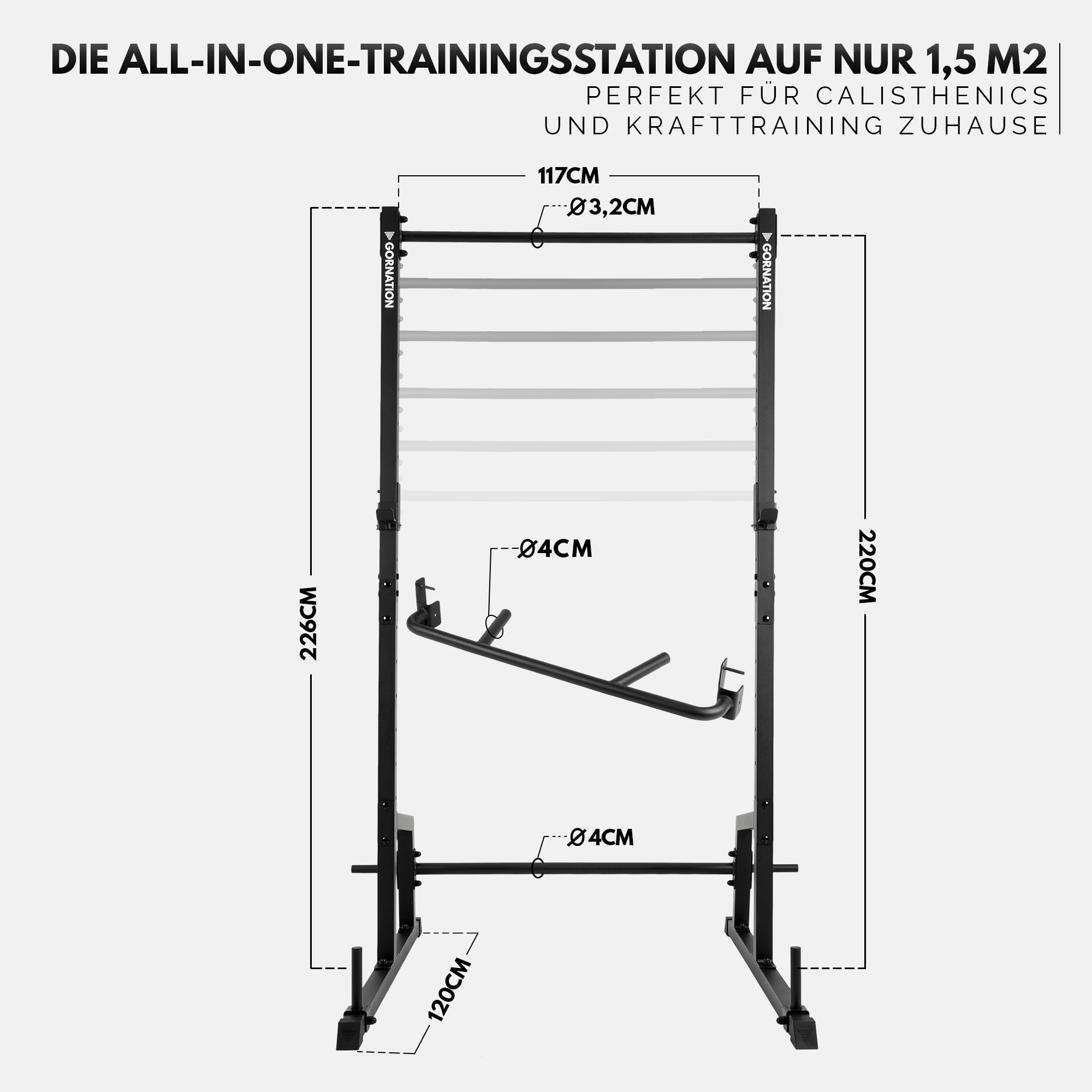 GORNATION Pull Up Station, Klimmzugstange freistehende, Freistehender Power Tower, Klimmzugstation, multifunktionaler Kraftturm für Zuhause, Fitness Rack, für Klimmzüge & Calisthenics