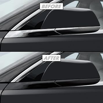 SlickMod Chrome Delete Blackout 3M 2080 Vinyl Overlay for Tesla Model 3 3. Mirror Trim, Gloss Black