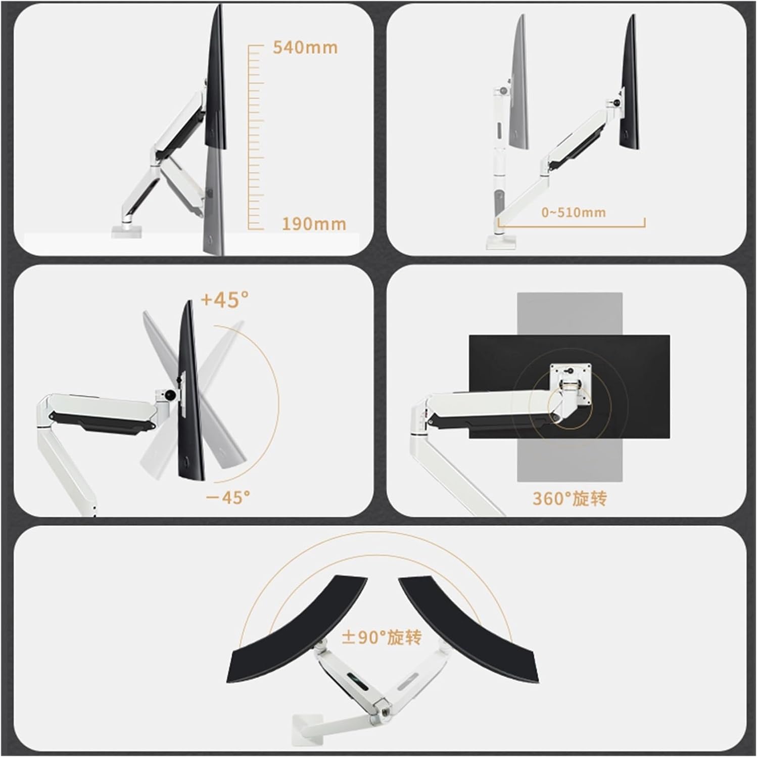 Computer Monitor Stand Machine 34-inch Desktop Shelf Telescopic Pneumatic Hover pad Height Adjustment Bracket