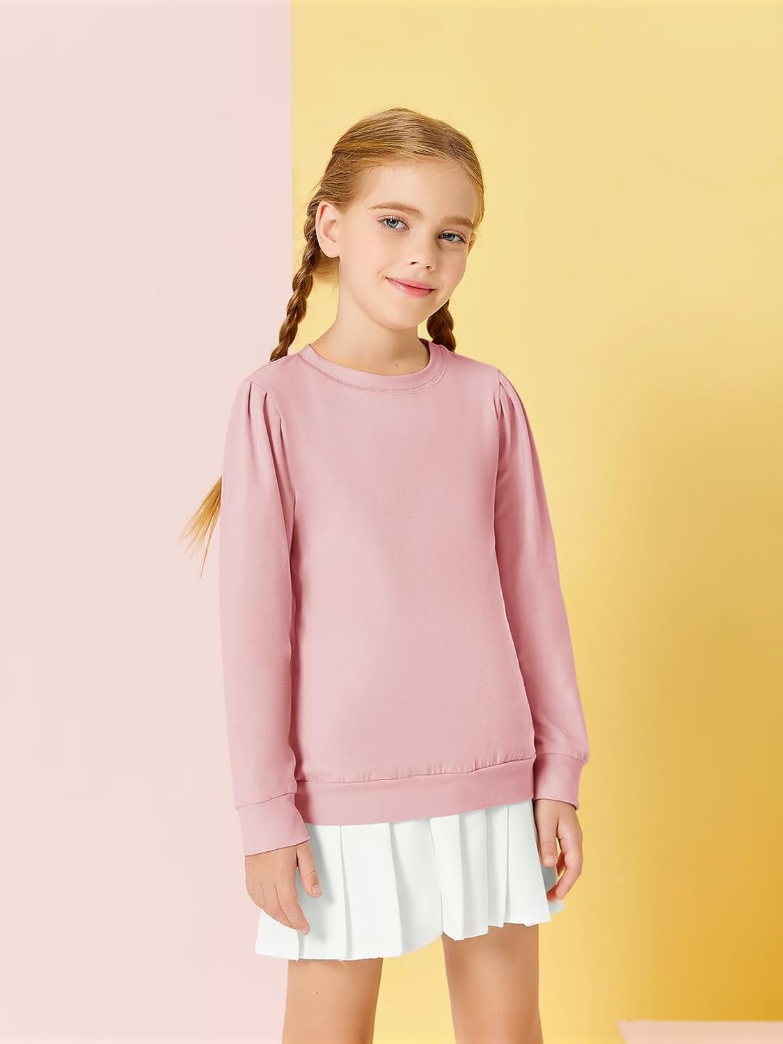 Girls Long Sleeve Shirts Kids Fashion Crewneck tops Cute Fall Outfits 5-14 Years - Image 5