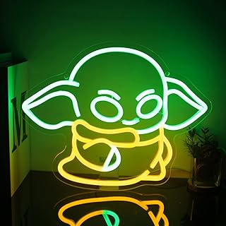CKTBLEY Green Alien Neon Sign Baby Alien Decor Green Yellow LED Neon Light Neon Signs for Wall Decor Green Alien Light Up ...