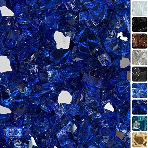 Celestial High Luster, 1/2" Reflective Tempered Fire Glass in Meridian Blue | 10 Pound Jar