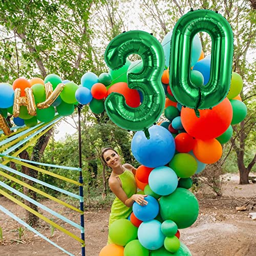 Image of TONIFUL 40 Inch Dark Green Large Numbers Balloon 0-9,Foil Mylar Big Number Balloon Digital 0 for Birthday Party,Wedding, Bridal Shower Engagement Photo Shoot, Anniversary