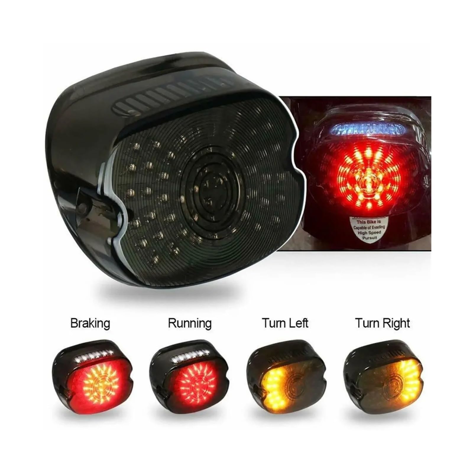 Feu Arrière Universel Moto Pour Touring Electra Glide Road Pour Softail Pour Sportster 883 48 Pour Dyna FLD Feu Arrière De Freinage Moto LED(D. Red)