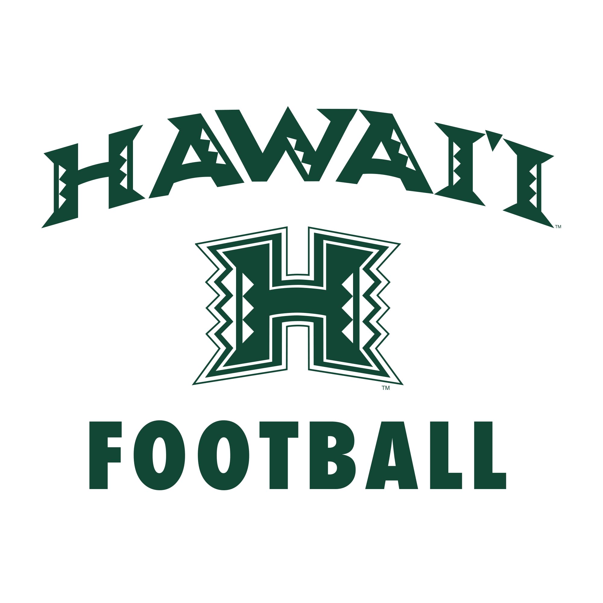 AS1097 - Hawaii Rainbow Warriors Arch Logo Football T Shirt - Medium - White